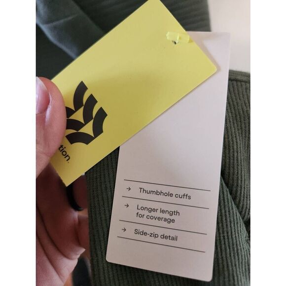 NWT All in Motion Olive Green Quilted Mock Neck Side Zip Pullover Size Large - Picture 4 of 6